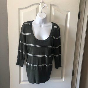 H&M 3/4 Sleeve Scoop Neck Stripe Top, EUC, Sz 12